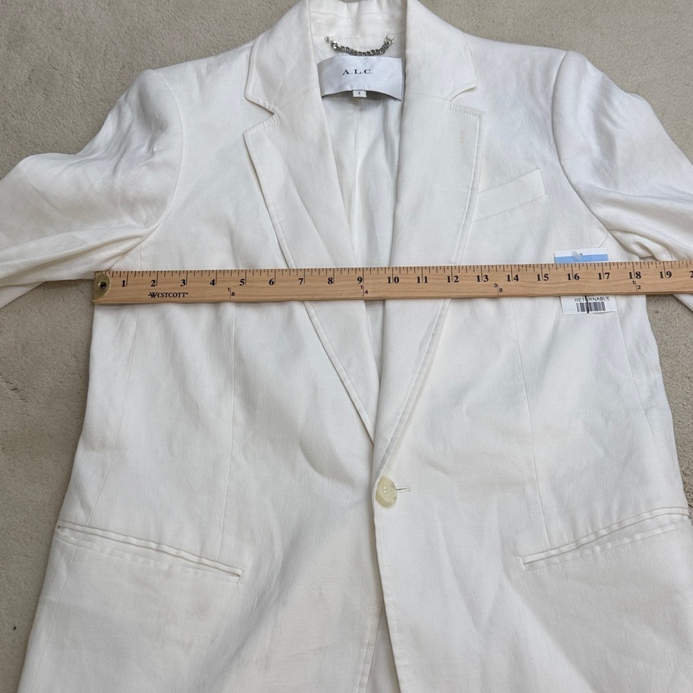 ALC Donovan Linen Blend Lined White Blazer Jacket Size 4 NWT - Picture 13 of 14